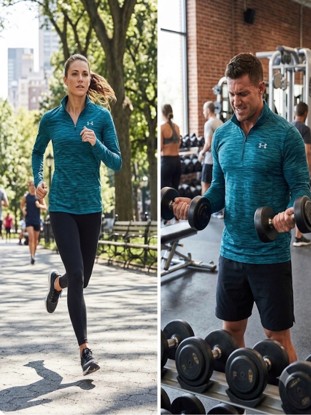 Under Armour Teal-Blue-green Space-Dye Quarter Zip Pullover UNISEX